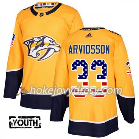 Dětské Hokejový Dres Nashville Predators Viktor Arvidsson 33 2017-2018 USA Flag Fashion Zlatá Adidas Authentic
